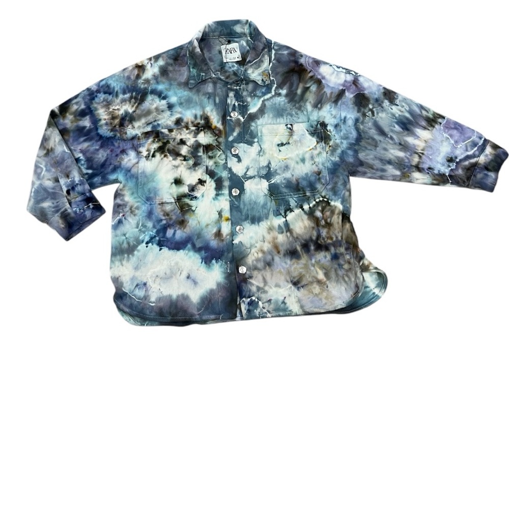 HAND DYED. Zara Tie-Dye Button-Up Shirt
